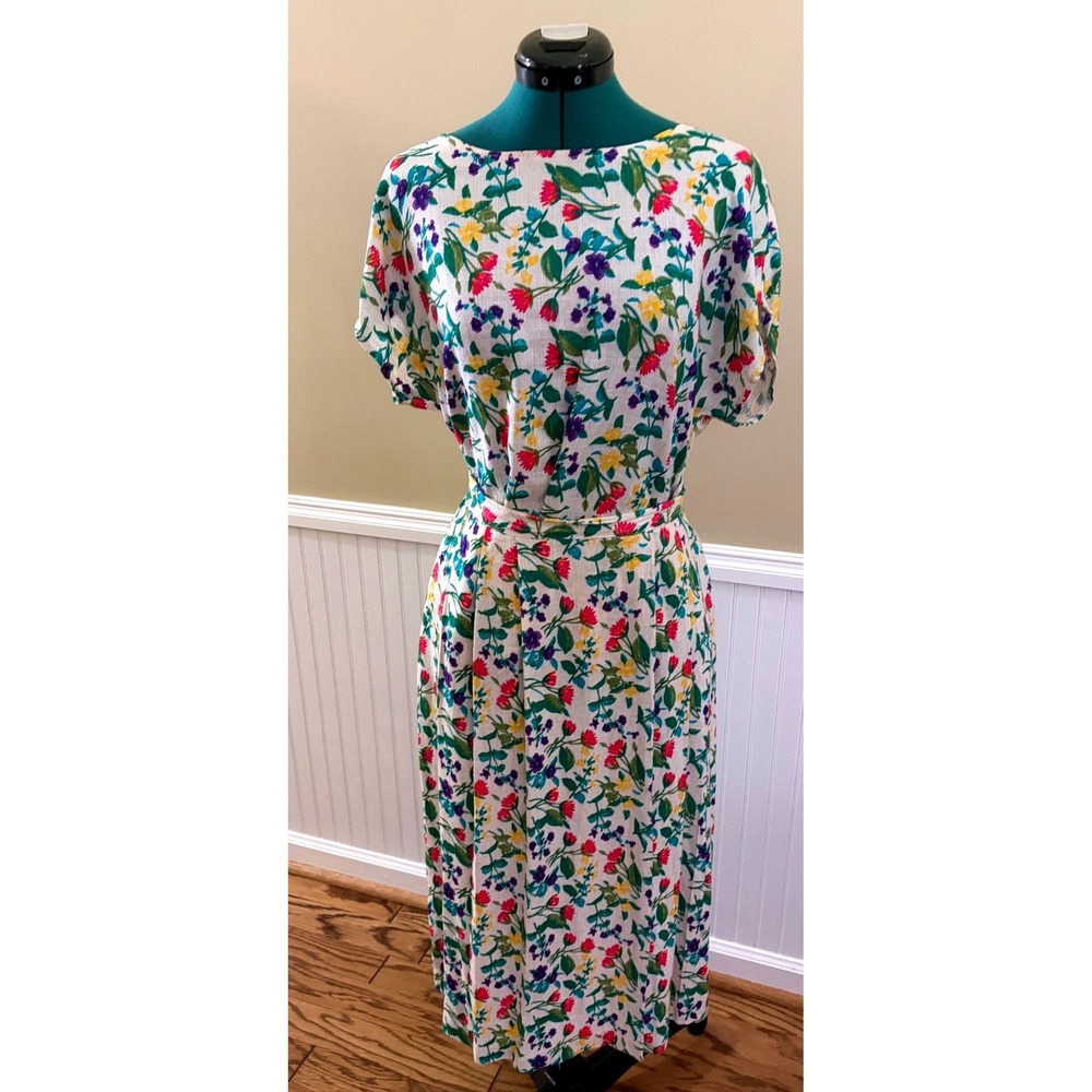 Vintage Item Eyes Women's 10 Midi 2-Piece Floral Dress Skirt Top Set Cottgecore